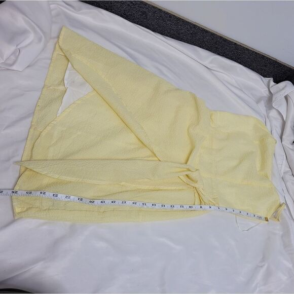 EMORY PARK dress yellow stripe seersucker spaghetti strap wrap mini S‎ - Picture 13 of 13